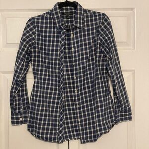Banana Republic Navy and White Plaid Shirt